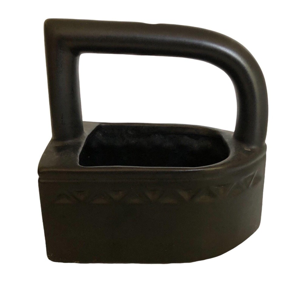 Vintage Nelson McCoy 1940-50's Black Iron Handled Planter Vase EUC